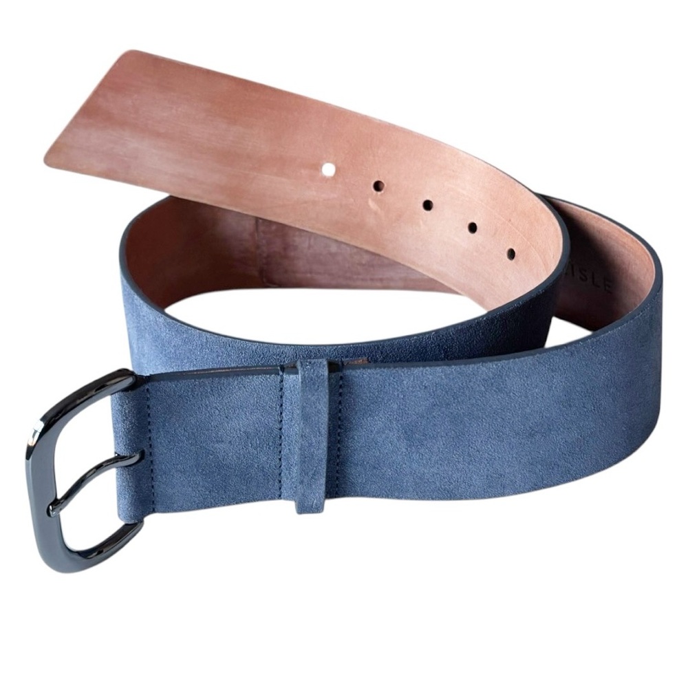 Carlisle blue suede finished leather hip belt curved with a gunmetal buckle |M